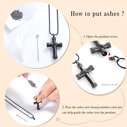 Minicremation Rope Winding Cross Cremation Ashes Urn Pendant Necklace Memorial Keepsake Jewelry Lord’s Prayer Cross Ashes Necklaces - color: Customize