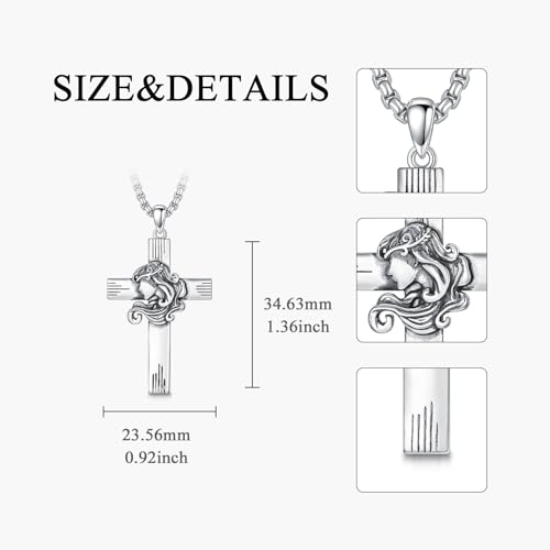 PROESS Cross Necklace for Women Men Sterling Silver Rose/Sunflower Cross Pendant Religious Jewelry Christmas Birthday Mothers' Day Gifts - color: 01-06-Virgo