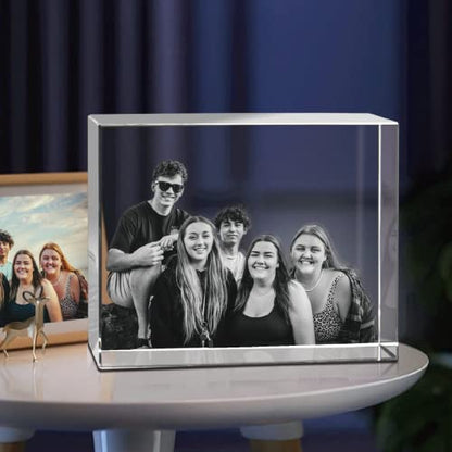HAN'S LASER 3D Crystal Photo, Personalized Gift with Your Own Photo, Unique Valentine's Day, Christmas, Birthday,Wedding Gifts for Women,Wife,Man,Her,Him,Memorial Presen Medium Landscape - size: Medium Landscape