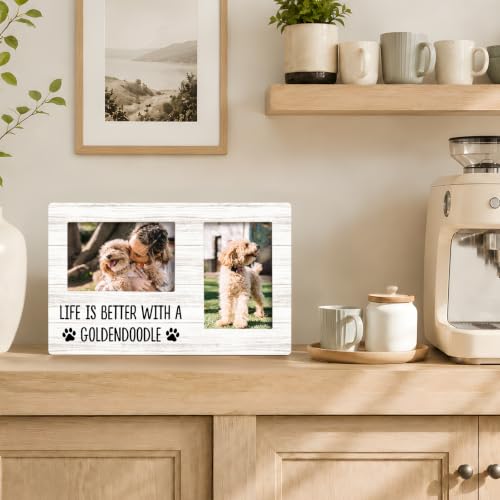 Goldendoodle Gifts Double Picture Frame 4x6, Dog Two Photo Frame - color: color-12
