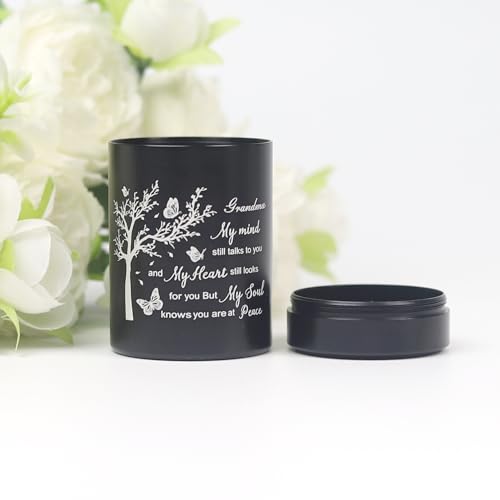 3 Inch Small Urn for Human Ashes Aluminum Mini Cremation Small Keepsake Box for Sharing Ashes Mini Urn-Grandma - size: Black-Grandma