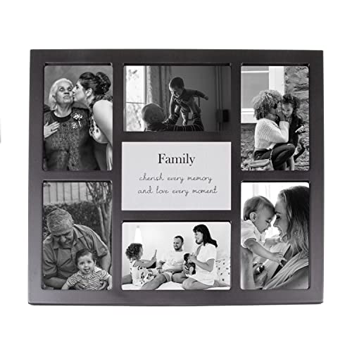 Happy Homewares Modern Black Multi Collage Picture Frame with Family Wording and Cute Phrase - Cherish Every Memory and Love Every Moment | for Table or Wall - size: Family