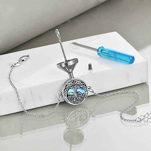 ONEFINITY Sunflower/Tree of Life Urn Bracelet for Ashes 925 Sterling Silver Sunflower/Tree of Life Cremation Keepsake Pendant Locket Bracelet for Women Mom - style: Tree of Life Urn Bracelet