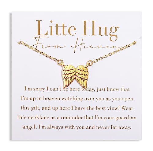 GINAZL Angel Wings Memorial Necklace Sympathy Gifts for Loss of Loved One Bereavement Gift Memorial Gifts for Loss of Dad Mom - style: Little Hug