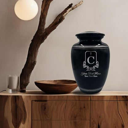 Custom Extra Large Human Cremation Urn Traditional Style Metal Urn For Ashes and Remains- Headstone Shape 3 - Polished Silver Rim - color: Headstone Shape 3, size: Polished Silver Rim