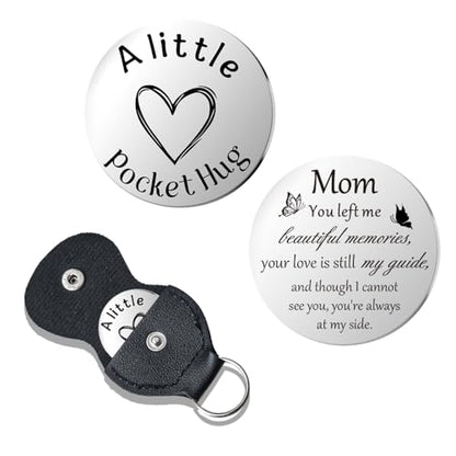 Pocket Hug Token for Women Mom Friend Birthday gifts for Her Him Long Distance Gifts for Men Dad Son Inspirational Keychain - color: Mom You Left Me