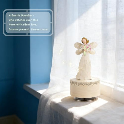 Angel with Flowers Resin Music Box, Hand-Wind Rotating Angel Figurines Musical Gift for Women, Mothers, Daughters - Perfect for Christmas, Birthday, Mother's Day & Anniversaries - color: Angel Bouquet
