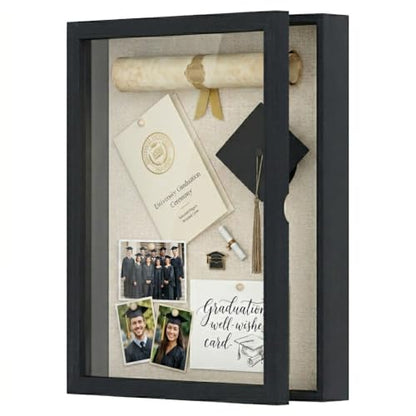 Love-KANKEI Deep Large Shadow Box 13x16.5,Solid Wood Frame,Memory Box,Black - color: Black, size: 13 x 16.5