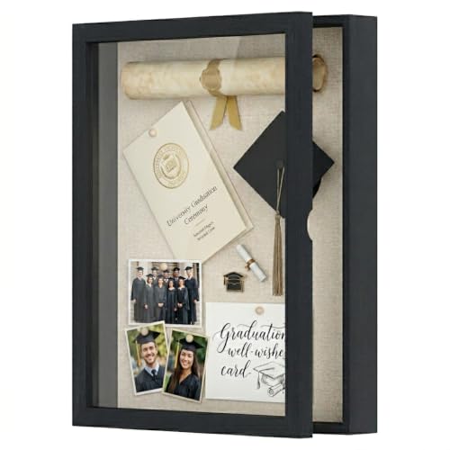 Love-KANKEI Deep Large Shadow Box 13x16.5,Solid Wood Frame,Memory Box,Black - color: Black, size: 13 x 16.5