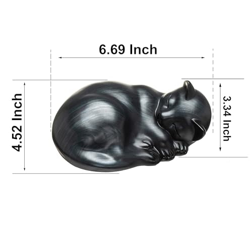 Pet Urns,Sleeping Resin Cremation Cat Urn, Cat Urns for Ashes, Small Animal Urn,Small Pet Urns (Black)…