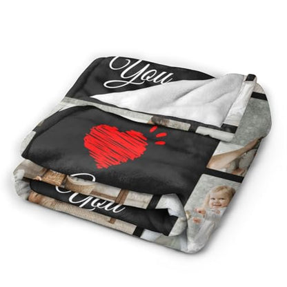Custom Blanket with Picture Text, Personalized 10 Photo Blanket, HD Printing Customized Flannel Throw Blanket Gifts for Mom Dad Couple Girlfriend Boyfriend Wife Husband Christmas - color: 10-photo