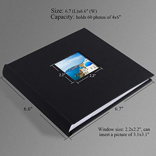 1DOT2 Small Photo Album 4x6, Hold 60 Photos with Memo, Black - color: Black, size: 4x6