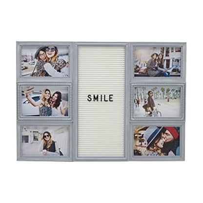MELANNCO Customizable Letterboard 6-Opening Photo Collage, 20 x 14 inch, Distressed Grey - color: Distressed Gray, size: 20x14 - 6 Opening