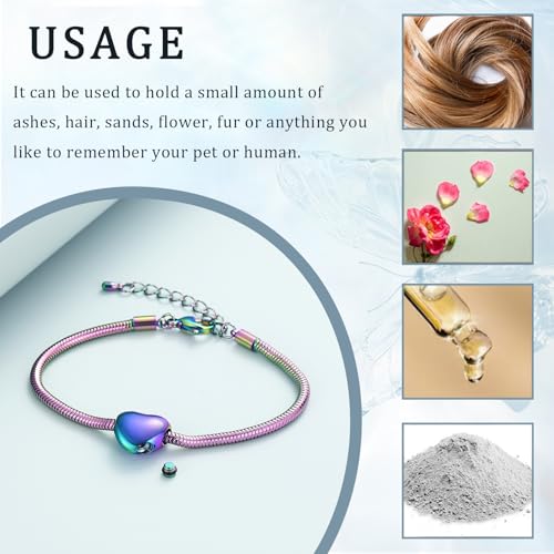 Imrsanl Heart Urn Bracelet for Ashes Cremation Jewelry for Women - color: Colorful
