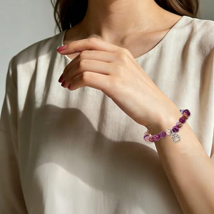 Aelciyue Pet Memorial Mothers Day Birthday Xmas Valentines Day Gifts for Loss Of Cats Dogs Mom Dad Paw Print Gifts Bracelets - style: Purple Paw Print