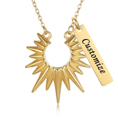 Sunburst Urn Necklace For Ashes For Women Dainty Celestial Boho Stainless Steel Sun Cremation Jewelry Keepsake Memorial Pendant - color: Customize