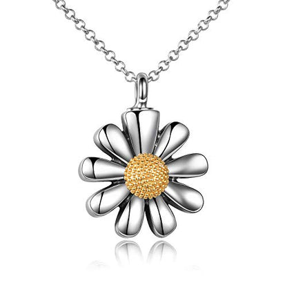 URONE Urn Necklaces for Ashes 925 Sterling Silver Abalone Shell Tree of Life Cremation Jewelry for Ashes Memory Jewelry for Women Men - style: Daisy