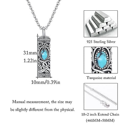 Urn Necklace for Ashes Cremation Jewelry 925 Sterling Silver Ashes Pendant Necklace Memorial Jewelry Gifts for Women Men Girls Boys - style: Tree of life-L-December-Turquoise