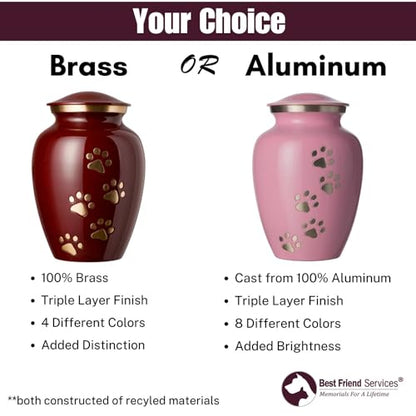 Ottillie Premier Ebony/Pewter/Vert Urn, up to 25lbs - color: Ebony, Vertical Pewter Paws, size: Small