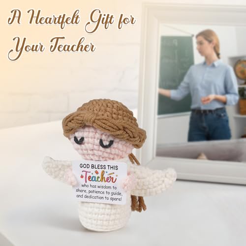 Teacher Appreciation Gifts,Teachers Gifts - Handmade Positive Angel Crochet - Birthday Gift, Going Away, Retirement Gift for Teacher - style: Teacher Gifts