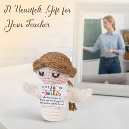 Teacher Appreciation Gifts,Teachers Gifts - Handmade Positive Angel Crochet - Birthday Gift, Going Away, Retirement Gift for Teacher - style: Teacher Gifts