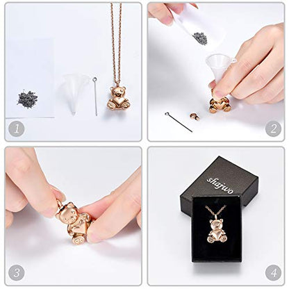 shajwo Teddy Bear Cremation Urn Necklace for Women Men | Stainless Steel Heart Memorial Urn Keepsake Locket Pendant Ash Holder - color: 2PCS Teddy Bear