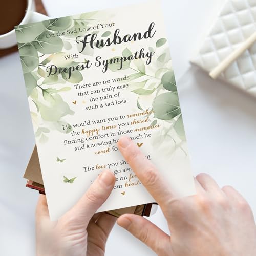 YiKaLus Sympathy Card for the Sad Loss of Husband,Condolence Card | Bereavement Condolence Cards for Women,Thinking of You,Memorial Gift with Deepest Sympathy,Matching Red Envelope 8x5.3 Inch - style: card 471