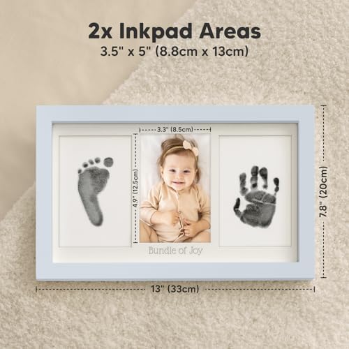 Inkless Hand and Footprint Kit, Boy Girl Newborn Keepsake (Mist Blue) | No Mess Ink Pad for Baby Handprint, Clean Touch Paw Print Kit for Dog Picture Frame, Personalized Baby Christmas Shower Gifts - color: Mist Blue