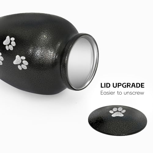 PCS Pet Cremation Urns for Dogs Ashes, Black Printed Pet Urn, Dog Urn with Paw Print, Cat Metal Urn-Small - color: Textured Black,vertical Paw, size: S(0-45lbs)