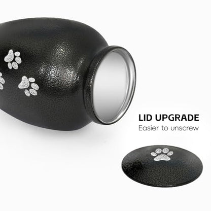 PCS Pet Cremation Urns for Dogs Ashes, Black Printed Pet Urn, Dog Urn with Paw Print, Cat Metal Urn-Small - color: Textured Black,vertical Paw, size: S(0-45lbs)