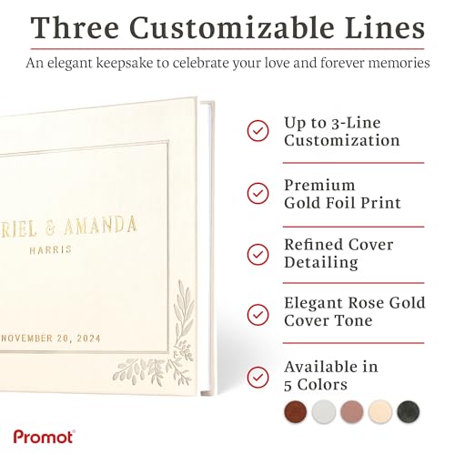 Personalized Hardcover Wedding Guestbook (White) | Elegant Wedding Keepsake Design, Premium Hardcover Construction, Smooth Lined Writing Pages, Perfect for Cherished Messages - color: White