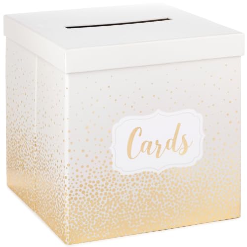 Hallmark 10" Wedding Card Box (Pearl and Gold Dots) - color: Pearl, Gold