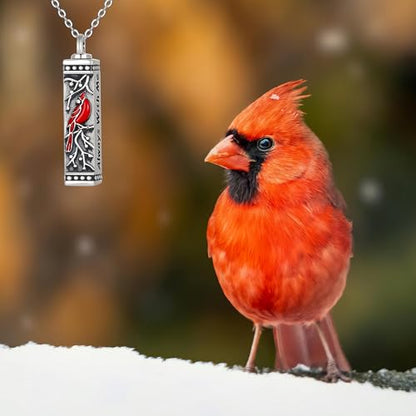 Flower Cute Animal Sterling Silver Pendant Urn Ashes Necklace for Women BF0709 - color: Bar *Cardinal 1