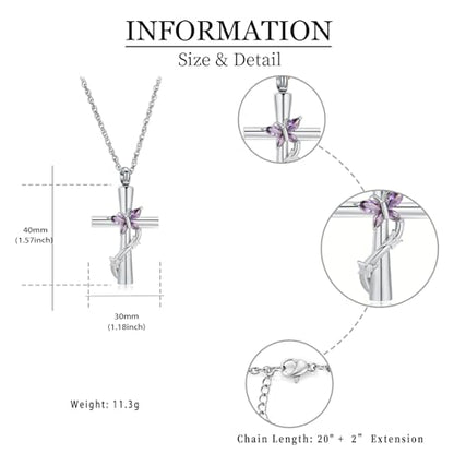 shajwo Butterfly Cross Urn Necklaces for Ashes for Women Men - color: Customize