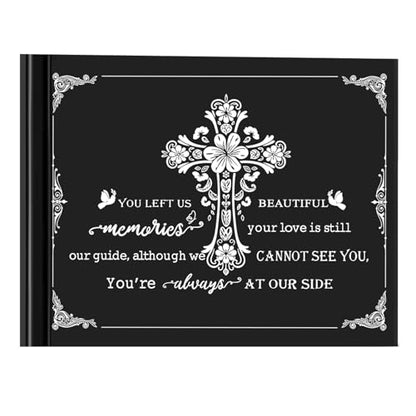 Guest Book for Funeral Celebration of Life Guest Book Elegant 82 Pages Commemorative Book for Loss of Loved One Salute Book Memorial Service Album-You Left us Beautiful Memories - style: Cross