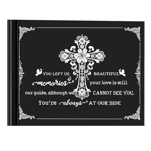 Guest Book for Funeral Celebration of Life Guest Book Elegant 82 Pages Commemorative Book for Loss of Loved One Salute Book Memorial Service Album-You Left us Beautiful Memories - style: Cross