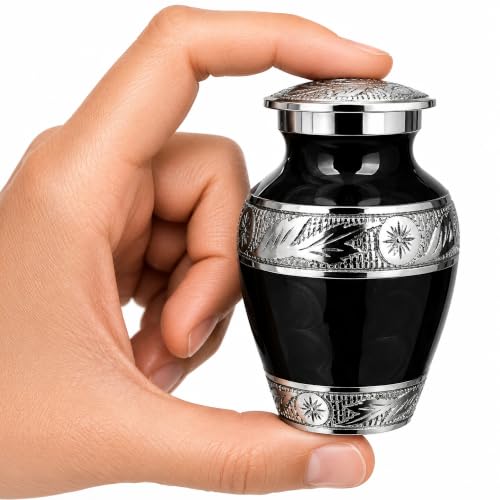 Forever After Black Keepsake Cremation Urn for Human Ashes – Small Sharing Urn of Love and Remembrance for Men or Women - color: Black, size: Keepsake