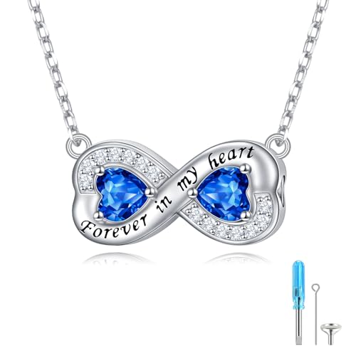 Ashes Necklace 925 Sterling Silver Urn Pendant for Ashes Cremation Keepsake Jewelry for Human Pet Ash Memorial Gift for Women Men - color: Double Urn-Infinity