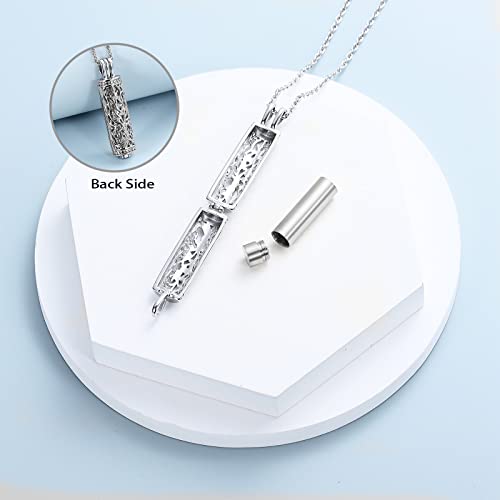 shajwo Cylinder Cremation Jewelry Tree of Life Urn Ashes Necklace for Women Men Vial Cremation Ash Pendant Loved One Memorial Jewelry - color: Silver