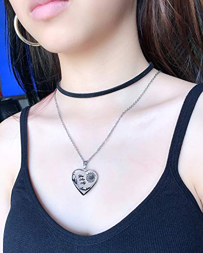 YOUFENG You are My Sunshine Necklace Sunflower Locket Necklace that Holds Pictures Heart Locket Pendant Gifts for Her - style: Gold-plated Sunflower locket