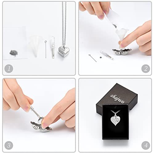 shajwo Cremation Jewelry Angel Wing Heart Urn Necklaces for Ashes Memorial Keepsake Pendant for Women Men - style: 1-Silver