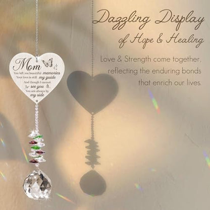 Mom in Heaven Memorial Crystal Suncatcher,Memorial Gifts for Loss of Mom,Loss of a Mother Sympathy Gifts,Hanging Crystals Ornament for Window Rainbow Maker Prisms Home Decor Gift - style: Mom