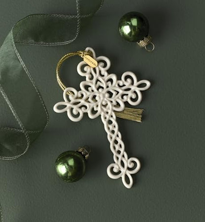 Lenox 2025 Snow Fantasies Cross Hanging Christmas Ornament - style: Cross