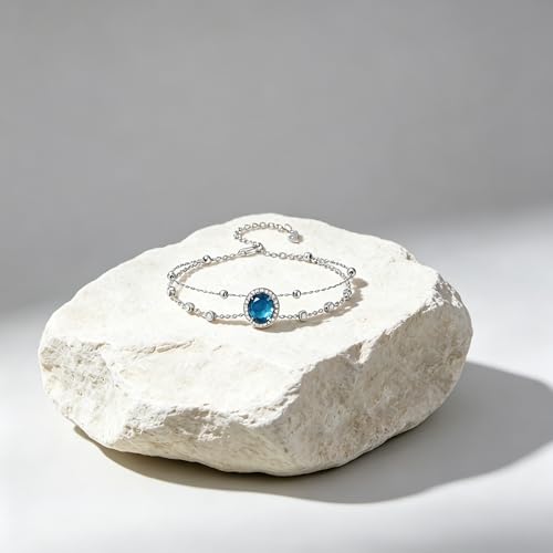 Cremation Urn Bracelets 925 Sterling Silver Double Layered Cremation Ash Bracelet for Ashes with 12 Months Birthstone Urn Jewelry for Women Loved One Animals,Chain Length 7"+2" Extend - color: 12-December