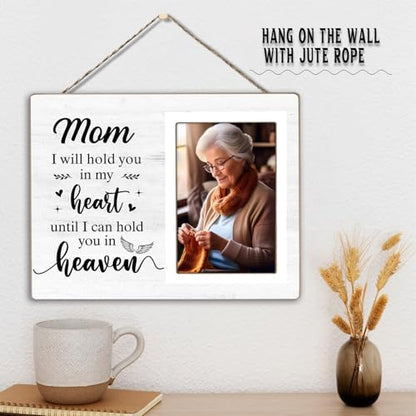 Memorial Picture Frame, Sympathy Gifts for Loss of Mom, in My Heart, in Loving Memory Wooden Photo Frame, Bereavement Remembrance Funeral Passed AWay Condolence Gifts (White-Mom, 4 x 6 Photo) - color: White-Mom