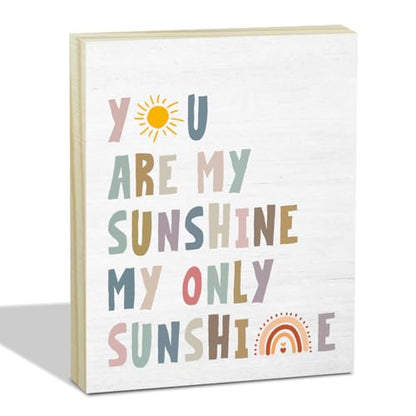 You are My Sunshine Wall Art Nursery Decor, Inspirational Motivational Wall Decor Birthday Gifts for Boys Girls Daughter Son, Wood Hanging Sign for Bedroom Home Office Farmhouse Shelf Wall -32