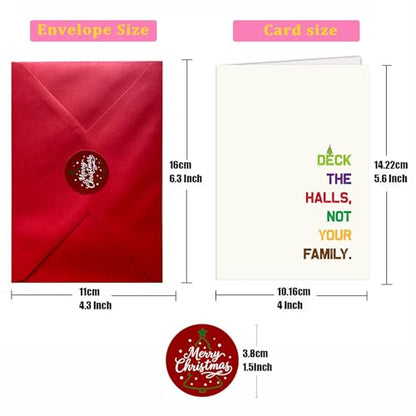 Hqulpr 25 Pack 350GSM | 8 Different Minimalist Designs | 4x5.6 Inch Christmas Cards with Envelopes, Funny Christmas Cards for Husband & Dad & Sister & Brother & Mom & Son & Daughter - color: S2- Merry Christmas