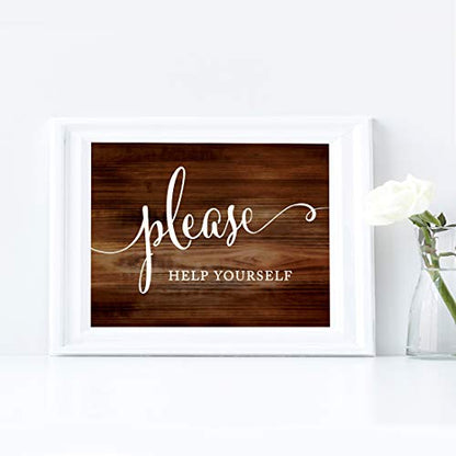Andaz Press Wedding Party Signs, Rustic Wood Print, 8.5x11-inch, Please Help Yourself Reception Dessert Table Sign, 1-Pack, Unframed - color: Food Please Help Yourself