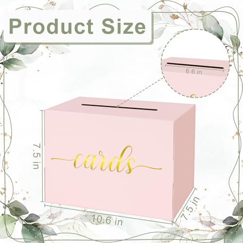 Mulbozy Pink Wedding Card Box, Pink Gift Cards Box Holder with Gold Foil - color: Pink(Gold)