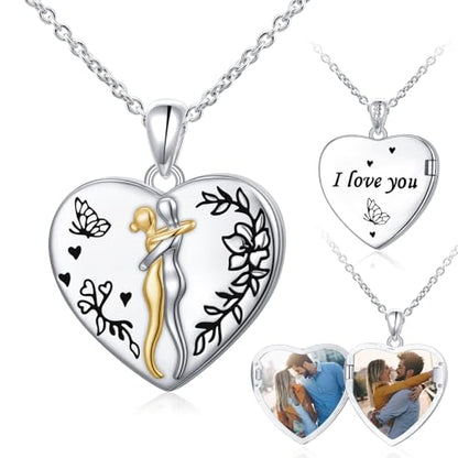 FLYOW S925 Sterling Silver Best Friend Couple Pendant Friendship Sun Moon Lotus Yin Yang Matching Bff Necklace for Women Jewelry - style: locket